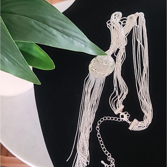 Natasha silver rhinestones long adiustable necklace 18 strands - Picture 13 of 16